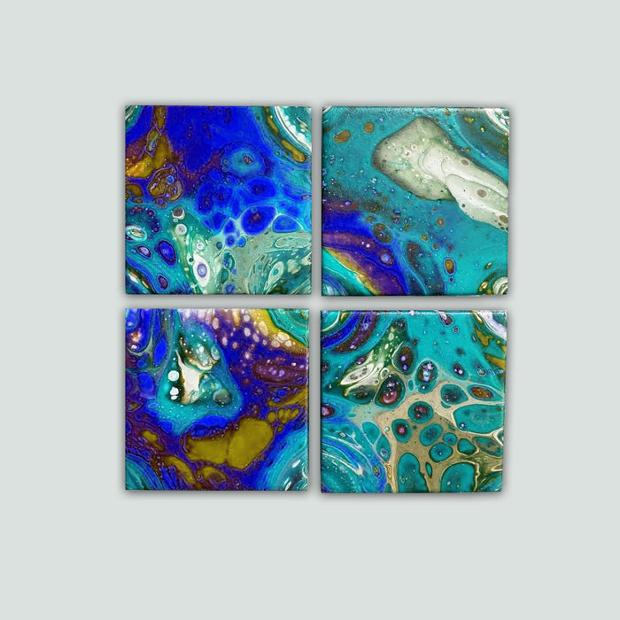 Pixiss Ceramic Square Coasters with Cork Backing; 12 coasters