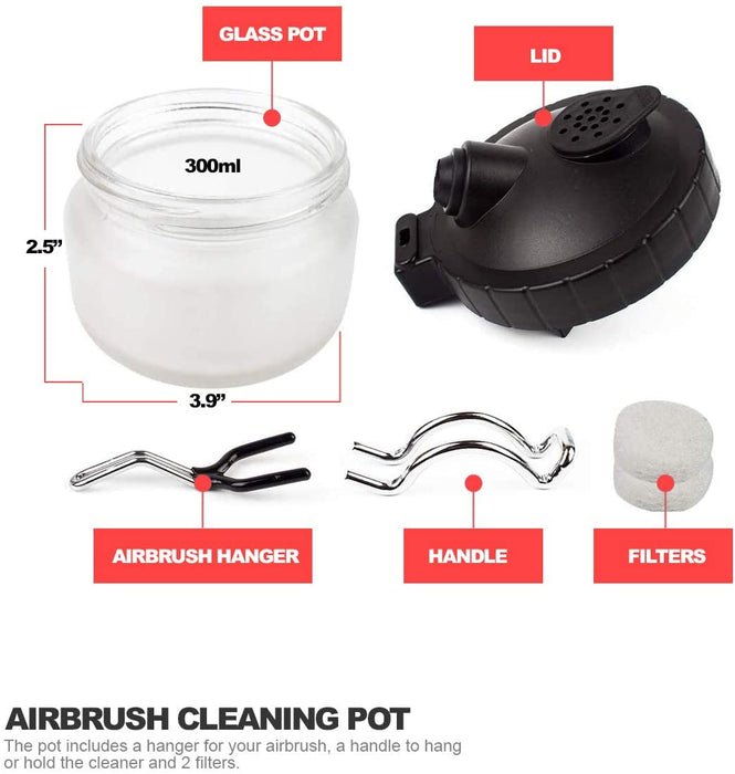 Airbrush Cleaning Kit - Airbrush Clean Pot Glass Cleaning Jar with