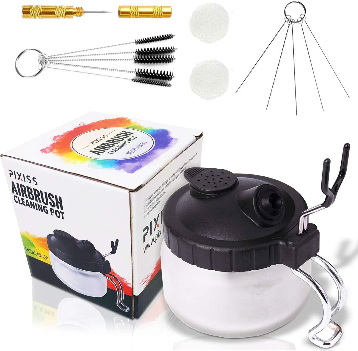 Master Airbrush 3-in-1 Cleaning Pot with Holder; Cleans and Holds Airbrush,  Color Palette Lid