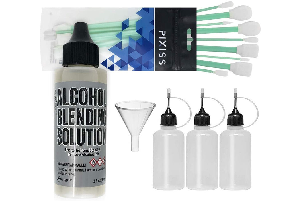 Alcohol Ink Blending Solution, Pixiss Blending Solution Tools, Pixiss Refill Bottles & Funnel