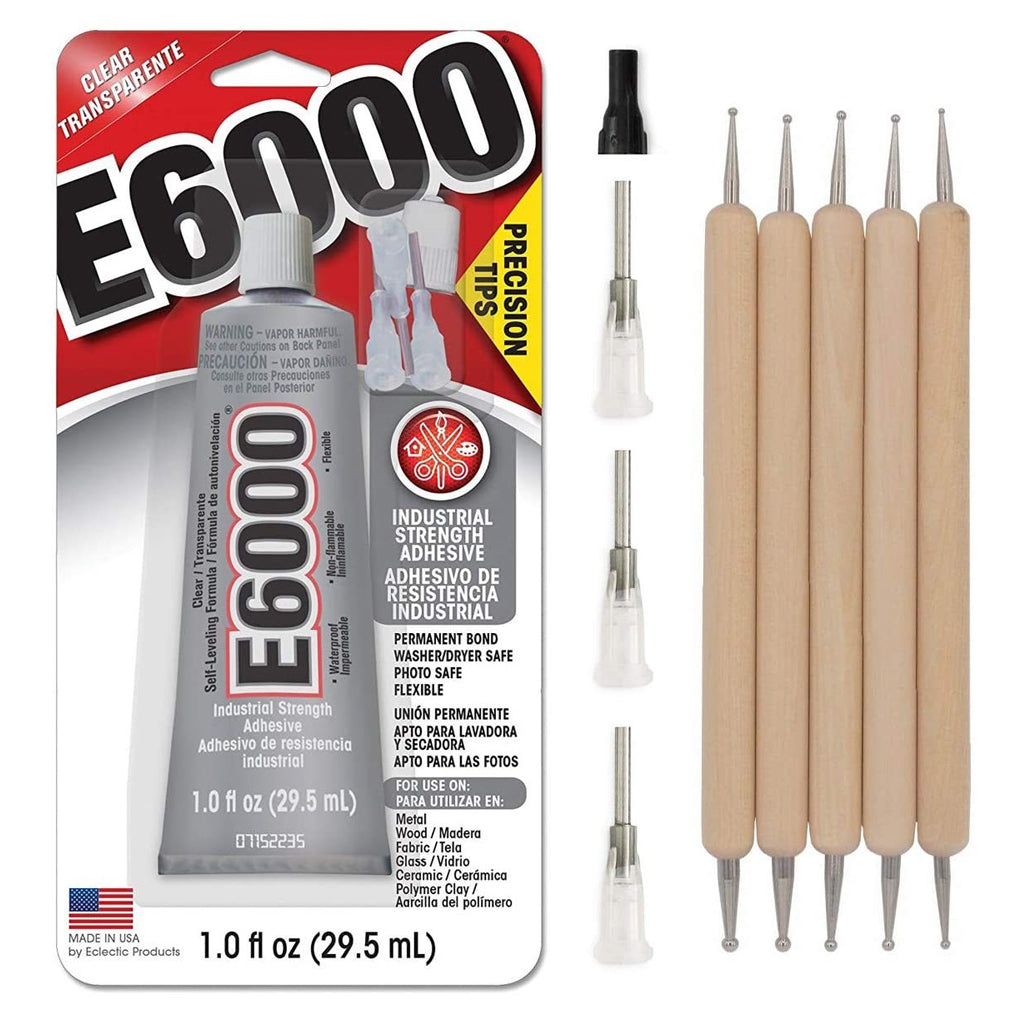 E6000 - Adhesivo de resistencia industrial de tubo de 3.7 onzas  (3.7 fl oz) para manualidades, 10 puntas aplicadoras de punta de corte y  lápices capacitivos Pixiss Art : Arte y Manualidades
