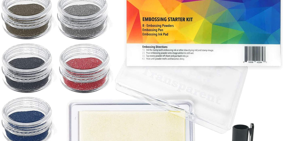 Embossing Kit - 3 Super Fine Embossing Powder with Two Inkssentials Stays  on Ink Embossing Pen Black and Clear Pen & Powder