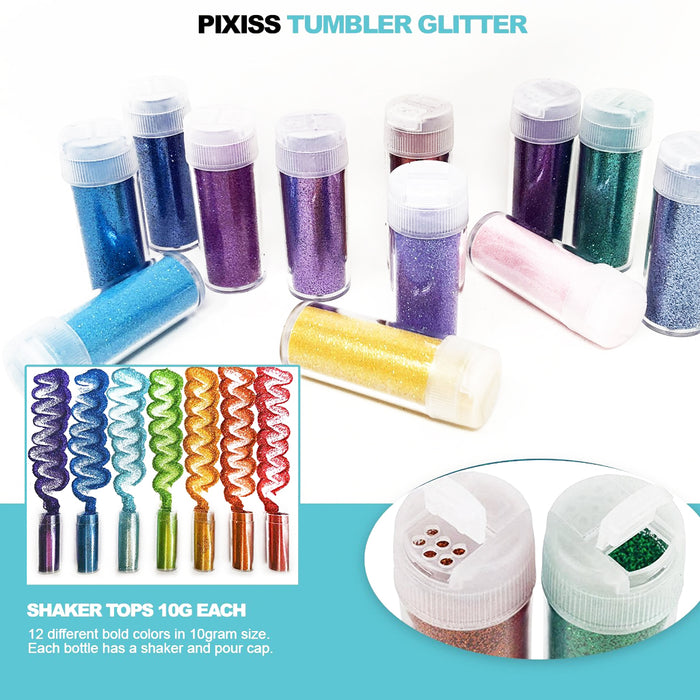 Pixiss Tumbler Glitter, 10g - 12 colors