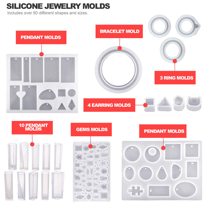 Silicone Jewelry Mold Kit for Earrings, Bracelets, Rings, Pendants