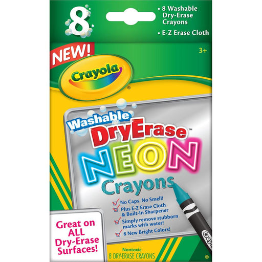 Multipack of 3 - Crayola Washable Dry-Erase Crayons-Bright 8/Pkg
