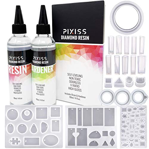 Pixiss Diamond Resin; 8oz. with Silicone Jewelry Mold Kit