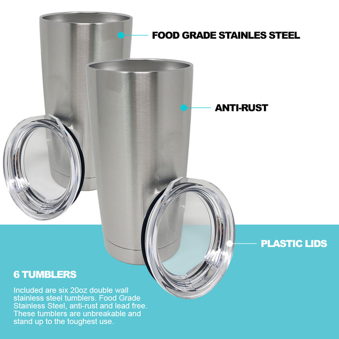 Stainless Steel Tumblers Bulk 25-Pack 20oz Double Wall Vacuum Insulated by Pixi