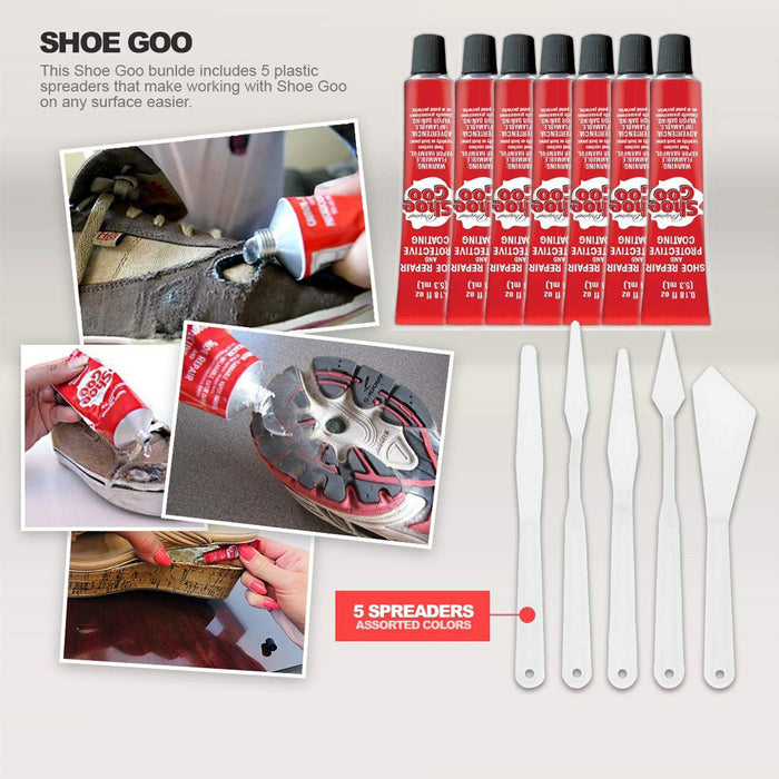 Shoe Goo Repair Adhesive - Clear, 7 Tubes, 0.18oz. - Bonus Spreaders
