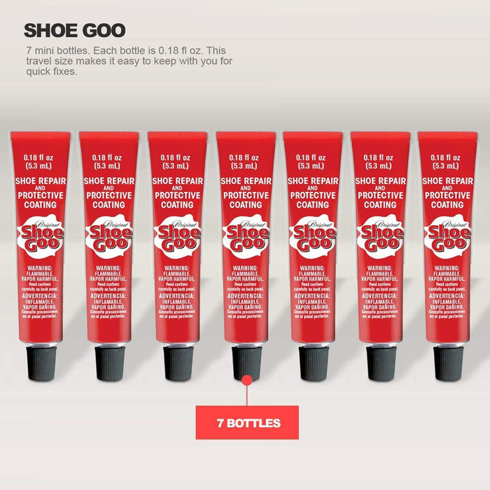 Shoe Goo Repair Adhesive - Clear, 7 Tubes, 0.18oz. - Bonus Spreaders