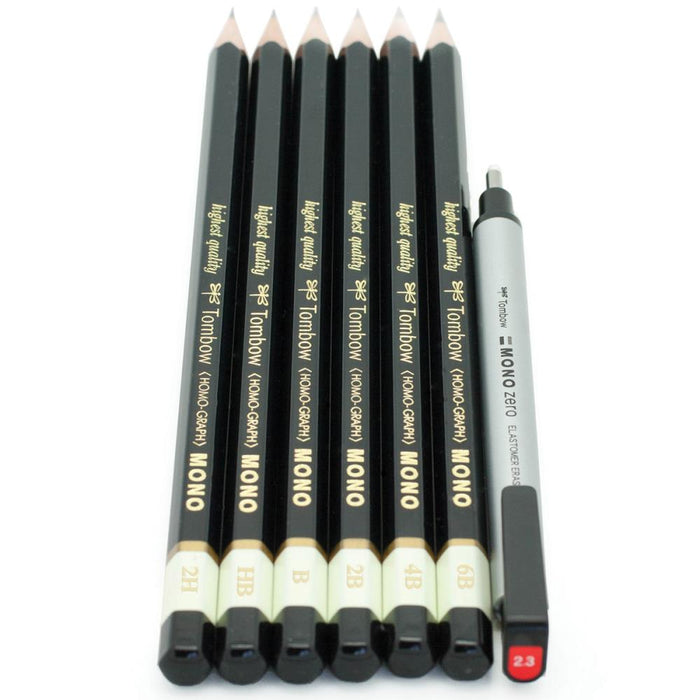 Tombow MONO Drawing Pencils 6/Pkg & Eraser Set
