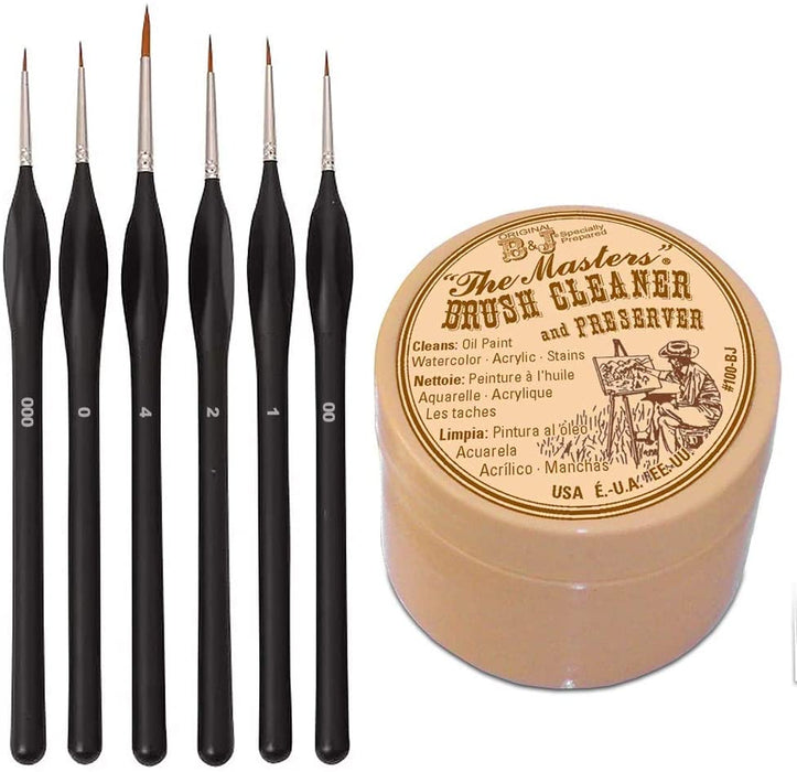 General Pencil Masters Brush Cleaner & Preserver and Pixiss Small Paint Miniature Brushes