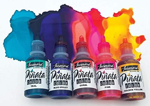Jacquard Pinata Alcohol Inks Sunset Bundle, Tangerine, Calabaza Oranger, Sangria, Santa Fe Red, Chili Pepper, Senorita Megenta and 10x Pixiss Ink Blending Tools