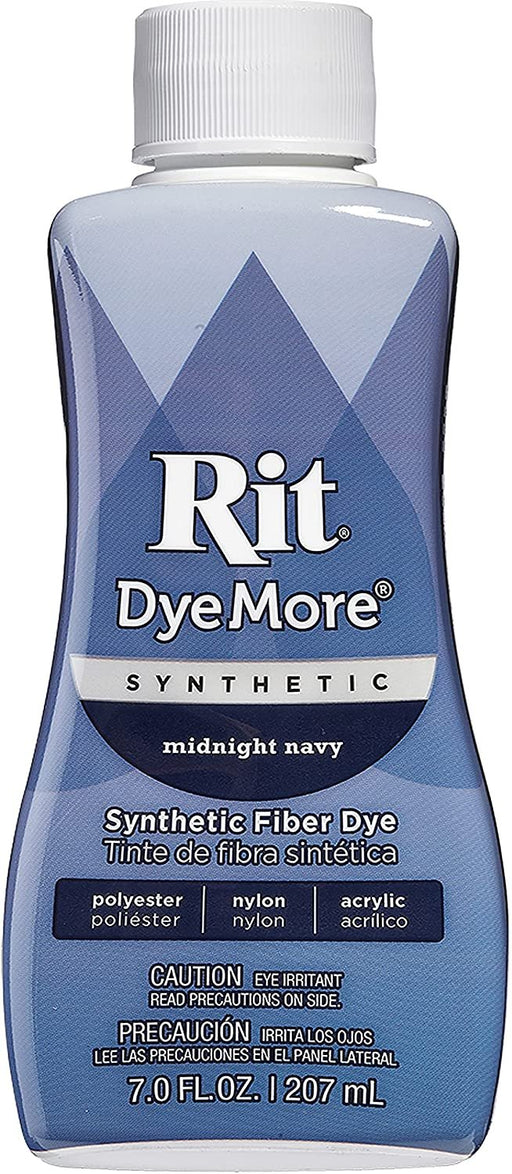 Synthetic Rit Dye More Liquid Fabric Dye - Ultimate Synthetic Rit Dye Accessories Kit - Available in Multiple Colors - 7 Ounces - Midnight Navy, Blue