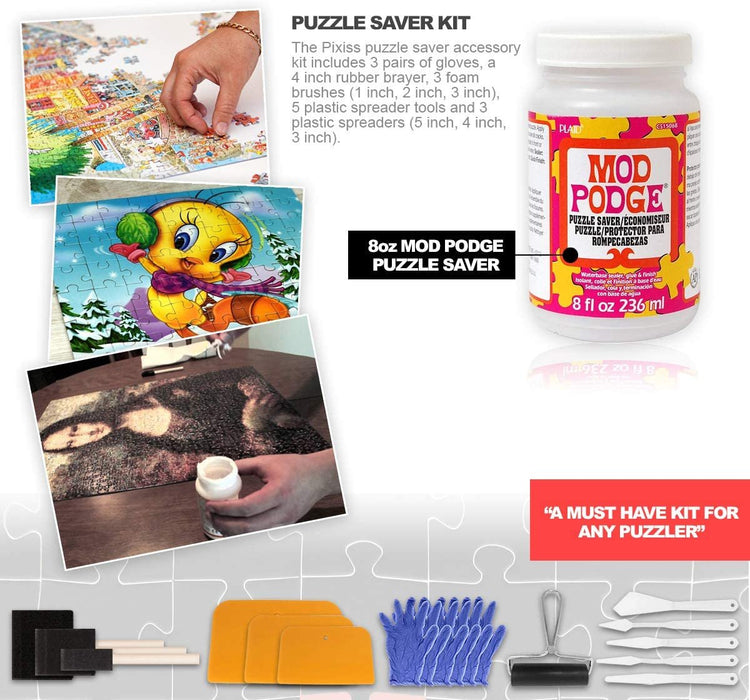 Mod Podge Puzzle Saver Glue Kit, Adhesive Brushes for Jigsaw Puzzles,  Boards, Mats, with Pixiss Accessory Kit