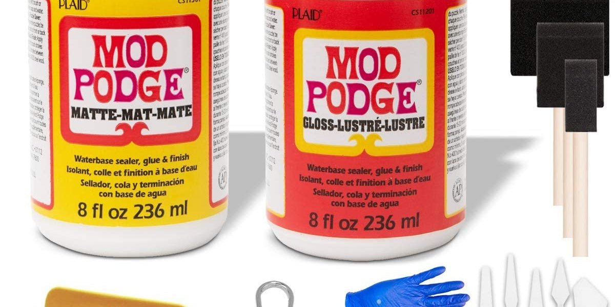 Mega Silver Glitter Mod Podge, Pixiss Accessory Kit with Glue Spreaders,  Gloves, Brushes, Palette Knife Set