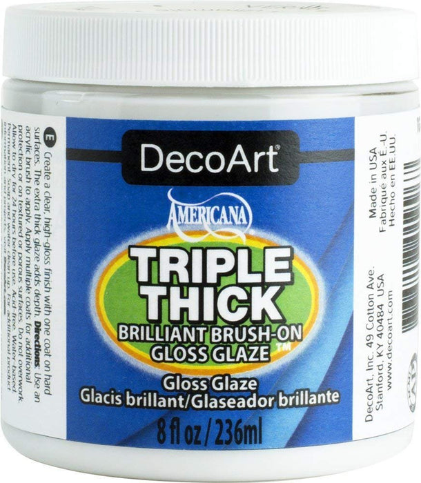 DecoArt Triple Thick Gloss Glaze, 8-Ounce, Pixiss Foam Brush Applicators and Brush Applicator