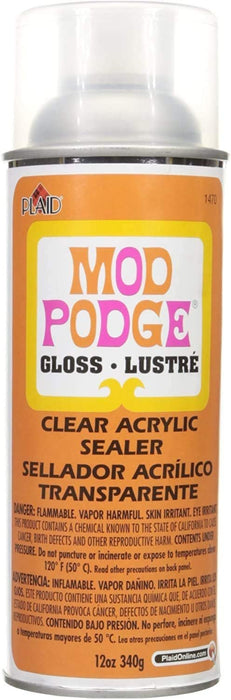  Mod Podge Spray Acrylic Sealer that is Specifically Formulated  to Seal Craft Projects, Dries Crystal Clear is Non-Yellowing No-Run and  Quick Drying, 12 ounce, Gloss