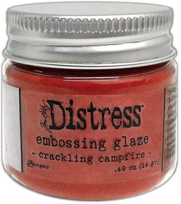 Tim Holtz Distress Embossing Glazes - Speckled Egg, Kitsch Flamingo, Crackling Campfire & Rustic Wilderness - 4 Item Bundle