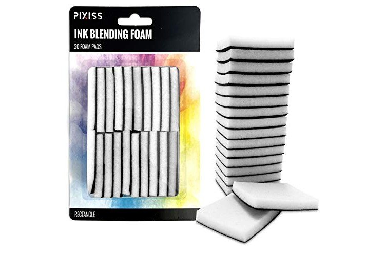 Pixiss Mini Ink Blending Foams, 20 Pack Rectangle Replacement Foam Pads for Distressing, Blending and More