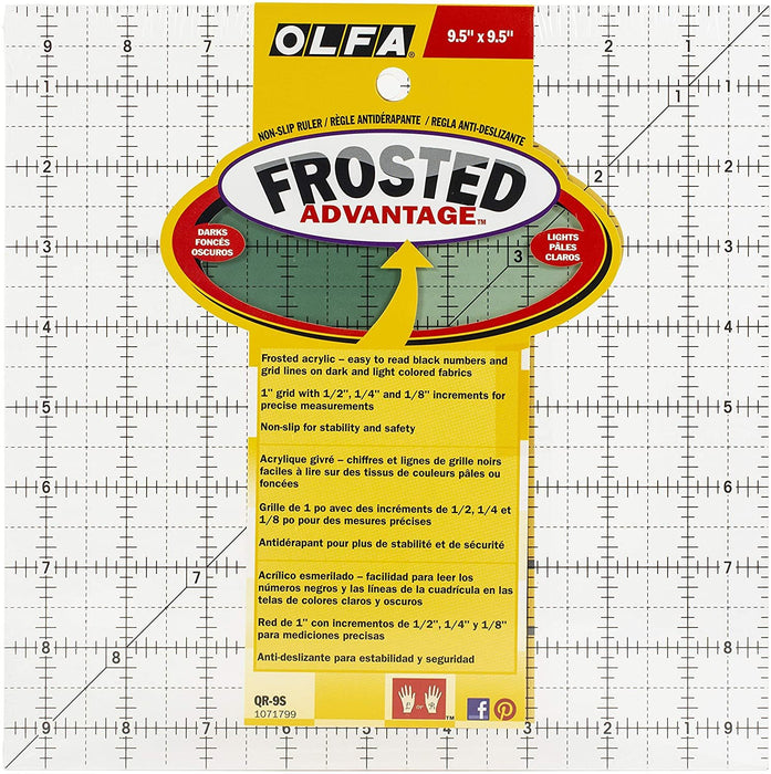 OLFA 1071799 QR-9S 9-1/2-Inch Square Frosted Advantage Acrylic Ruler