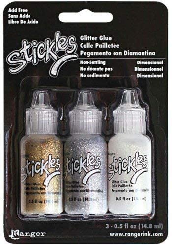 Stickles Glitter Glue Bundle of 3 Colors | Silver, Diamond, and Gold | Craft Glitter Glues