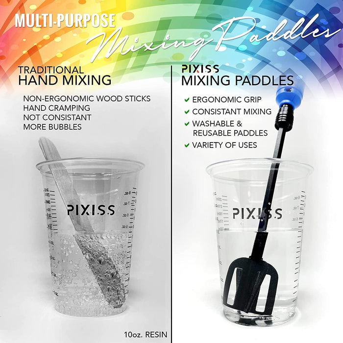 Resin Mixer Epoxy Silicone Paddles - 3 Reusable Pixiss Multipurpose  Bidirectional Paint Stirrer for Drill Epoxy & Paint Mixer Drill Attachment  - Paint Stirrers Epoxy Stirrer - Paint Mixer for Drill