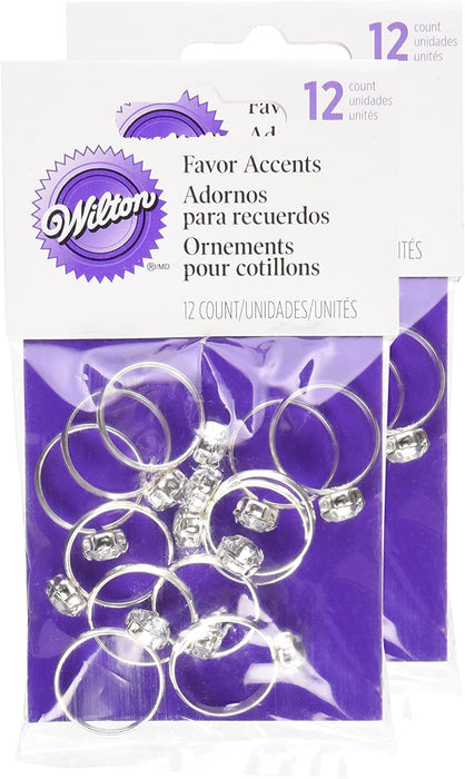 Silver Engagement Rings for Table Decorations or Favor Accents - Qty of 24