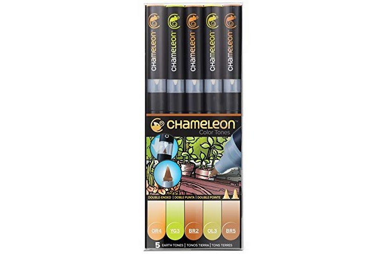 Chameleon Art Products, Earth Tones, Color Tops, Quick and Easy Blending - Set of 5