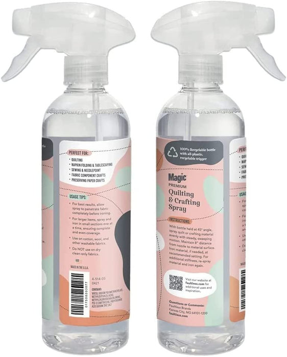 Magic Spray for Quilting & Crafting - Eliminates Odors & Wrinkles - Magic Sizing Ironing Spray & Fabric Spray - Magic Fabric Spray for Cutting, Creasing, & Sewing - 25 Fabric Sewing Clips