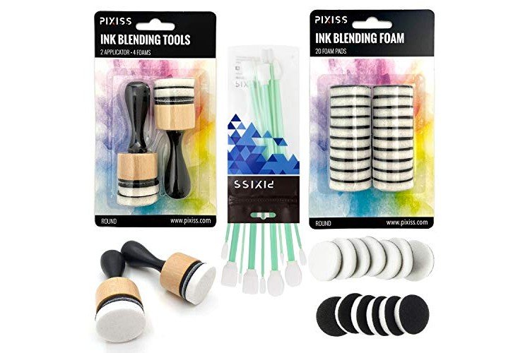 Mini Mini Ink Blending Tools, 2 Pack Round with 24 Replacement Foam Pads, 10 Stick Blending Tools for Distressing, Blending and More