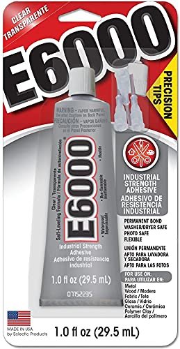 E6000 1-Ounce Tube with Precision Tips Industrial Strength Adhesive for  Craft