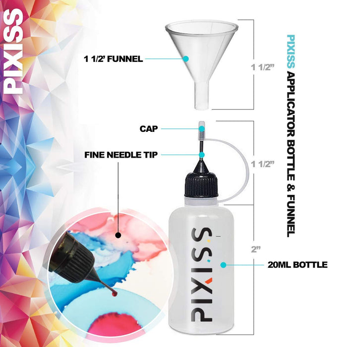 Pinata Alcohol Ink 4-Ounce, Pixiss 20ml Needle Tip Applicator Bottle and Funnel, Bundle for Yupo and Resin