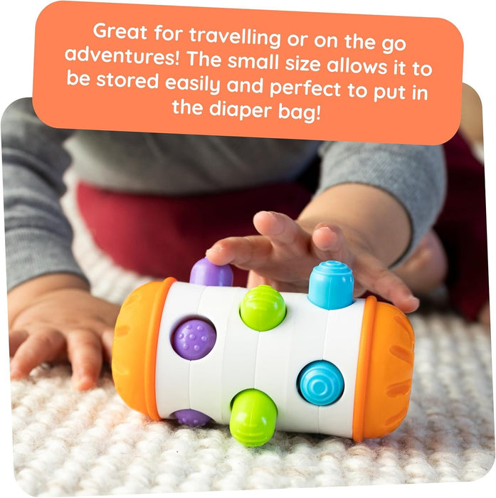 Fat Brain Toys Rolio - Sensory Tummy Time and Rattle Toy for Babies Ages 6 Months+