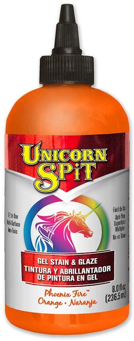 Unicorn SPiT 5771003 Gel Stain and Glaze, Phoenix Fire 8.0 FL OZ Bottle, Orange