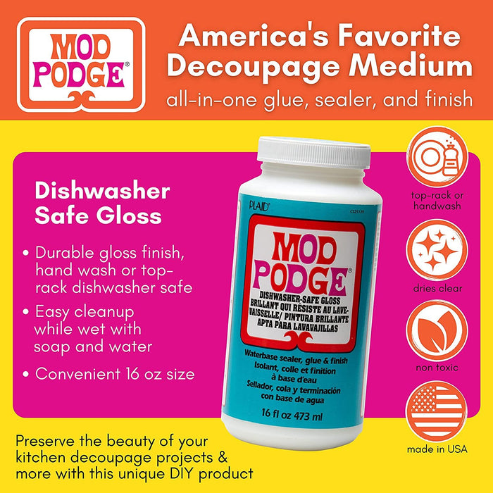 Mod Podge Dishwasher Safe Waterbased Sealer Glue and Finish 8