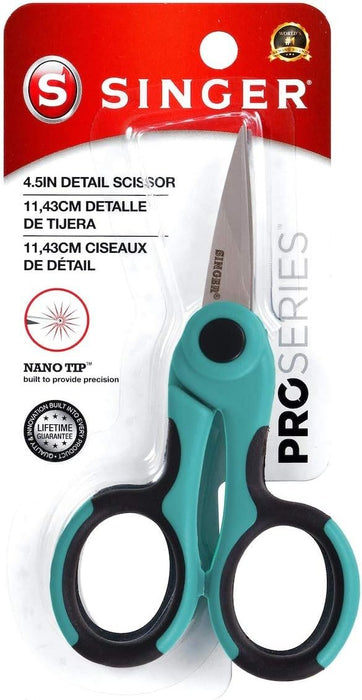 SINGER 00557 4-1/2-Inch ProSeries Detail Scissors with Nano Tip, Teal