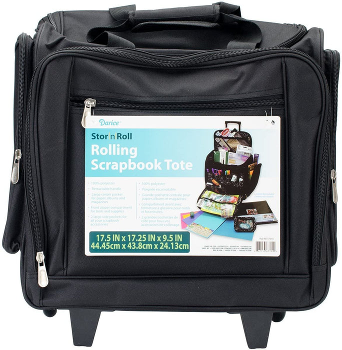 Darice Rolling Scrap Book Tote, Black