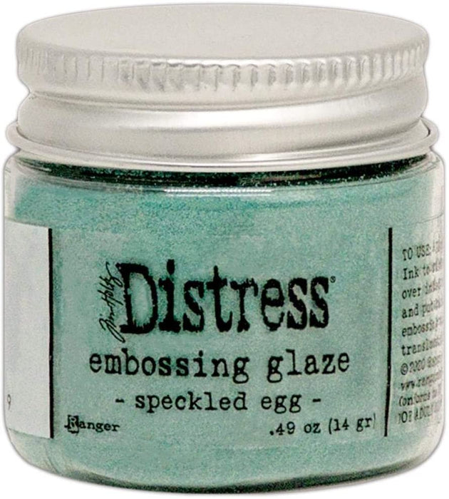 Tim Holtz Distress Embossing Glazes - Speckled Egg, Kitsch Flamingo, Crackling Campfire & Rustic Wilderness - 4 Item Bundle
