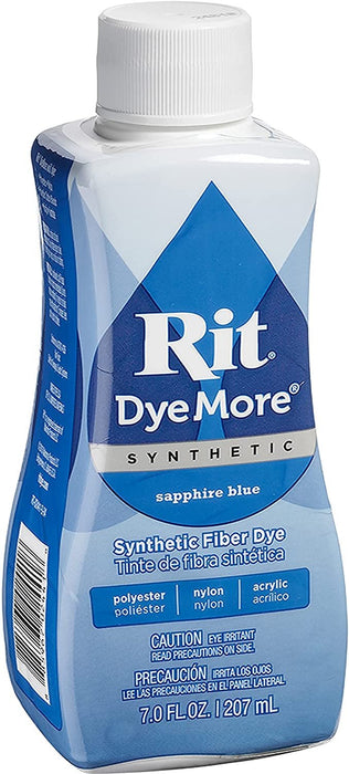 New Rit DyeMore Synthetic Fiber Dye Sapphire Blue Polyester Nylon Acrylic 7  oz