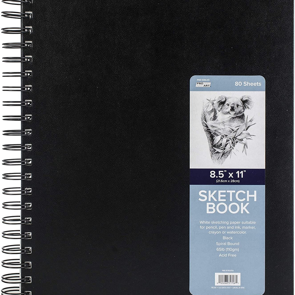 Royal & Langnickel Essentials - 3 Pack 8.5 x 11 Spiralbound Drawing  Sketch Book - 80 Sheets, 65 lb. Paper 
