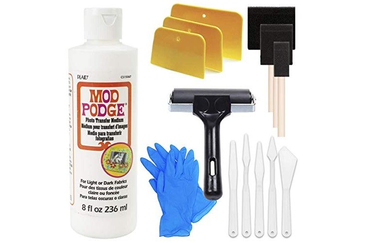 Mod Podge Photo Transfer Medium (8-Ounce), Pixiss Accessory Kit with Brayer, Brushes, Gloves, Spreaders