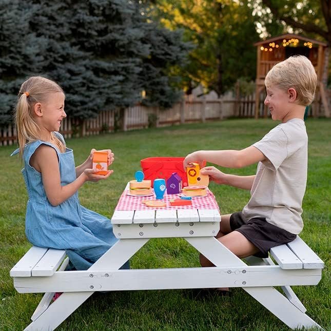 Fat Brain Toys Pretendables Picnic Basket Set - Pretend Playset with Storage, 3+