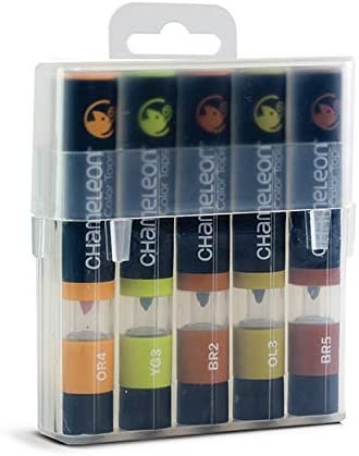 Chameleon Art Products, Earth Tones, Color Tops, Quick and Easy Blending - Set of 5