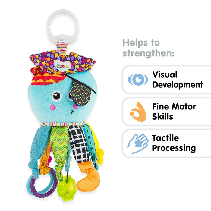 Lamaze Captain Calamari Clip On Car Seat and Stroller Toy - Soft Baby Hanging Toys - Baby Crinkle Toys with High Contrast Colors - Baby Travel Toys Ages 0 Months and Up