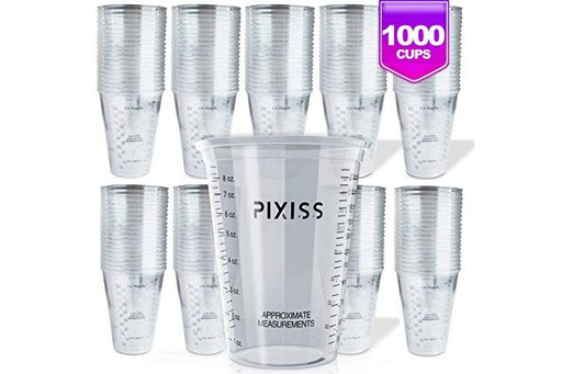 Disposable Measuring Cups for Resin - 20X Pixiss 10 Ounce Graduated Mixing Cups for Epoxy Resin - Cups with Measuring Lines, Large Silicone Sheet