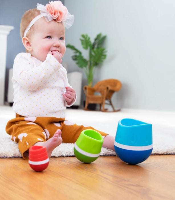 Fat Brain Toys TumbleRoos - Wobbling Fine Motor Stacking Toy for Babies & Toddlers