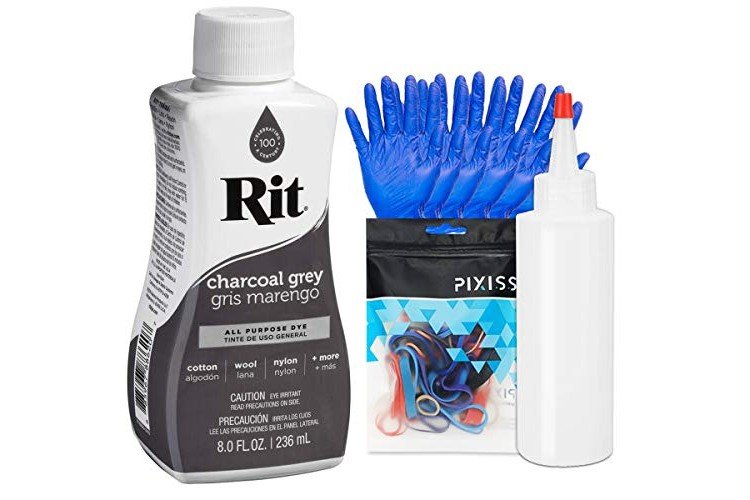 Rit Dye Liquid Graphite All-Purpose Dye (8oz) - Pixiss Tie Dye Kit and  Accessories Set Bundle with Rubber Bands, Gloves, Funnel and Squeeze Bottle  