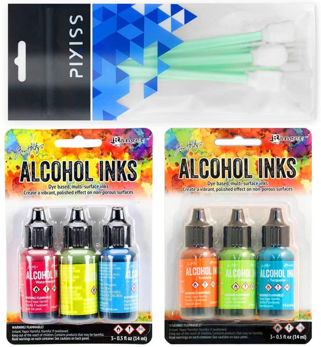 Ranger Tim Holtz Alcohol Ink Spring Break, Dockside Picnic, 10X Pixiss Ink Blending Tools