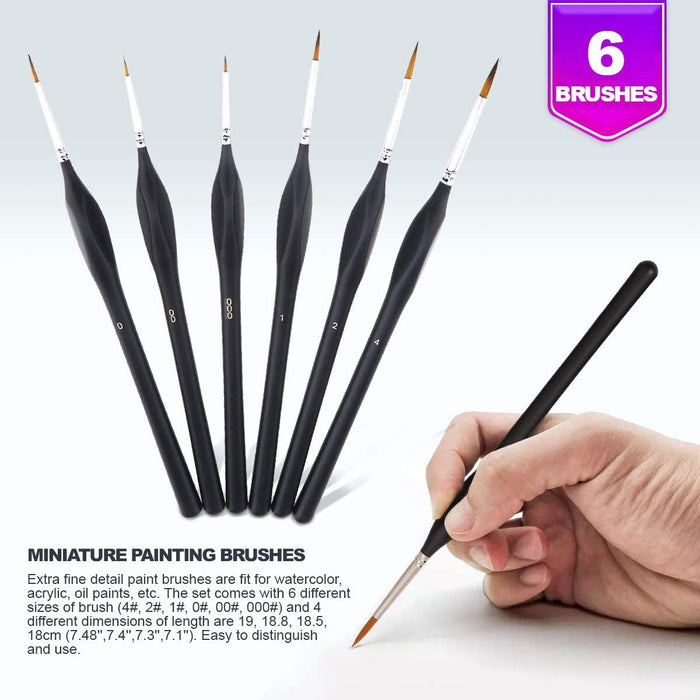 Small Paint Miniature Brushes Fine Tip 6pc 000 Paintbrushes Set for Mo —  Grand River Art Supply