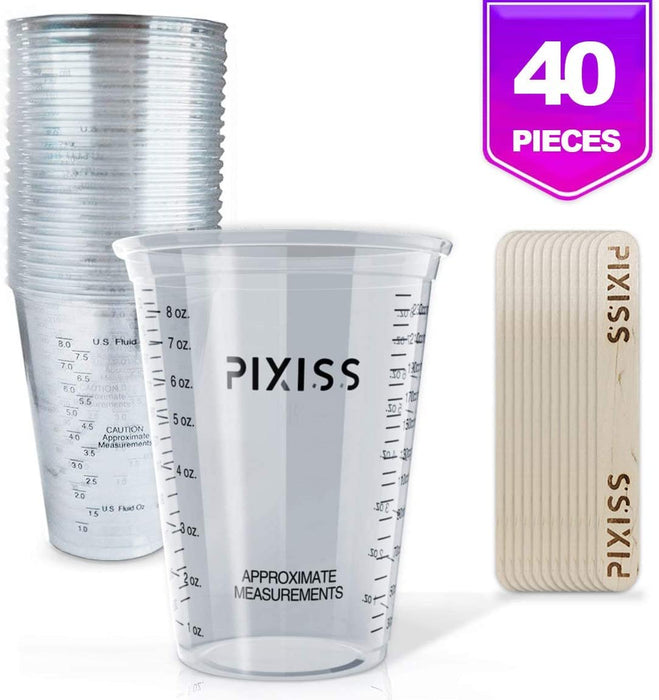 EasyCast 8-Ounce Kit Casting' Craft Casting Epoxy 20x Disposable Graduated Clear Plastic Cups, Pixiss Mixing Sticks Bundle